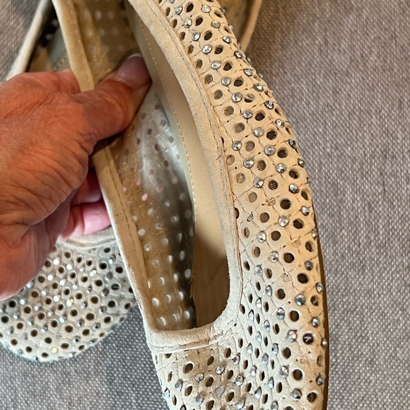 Like New Antonio Melani Tan Leather Perforated Crystal Detail Ballerina Flats 7! - Picture 7 of 14